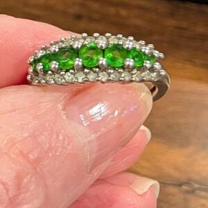 Vintage Sterling silver ring with peridot stones,marked .925 , size 6.5